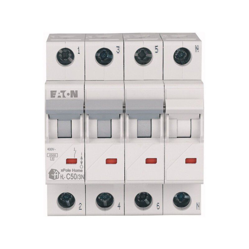 Intrerupator automat Eaton Moeller xpoliHome, 3p+N, C, 50A, 4.5kA - SKU:  194816