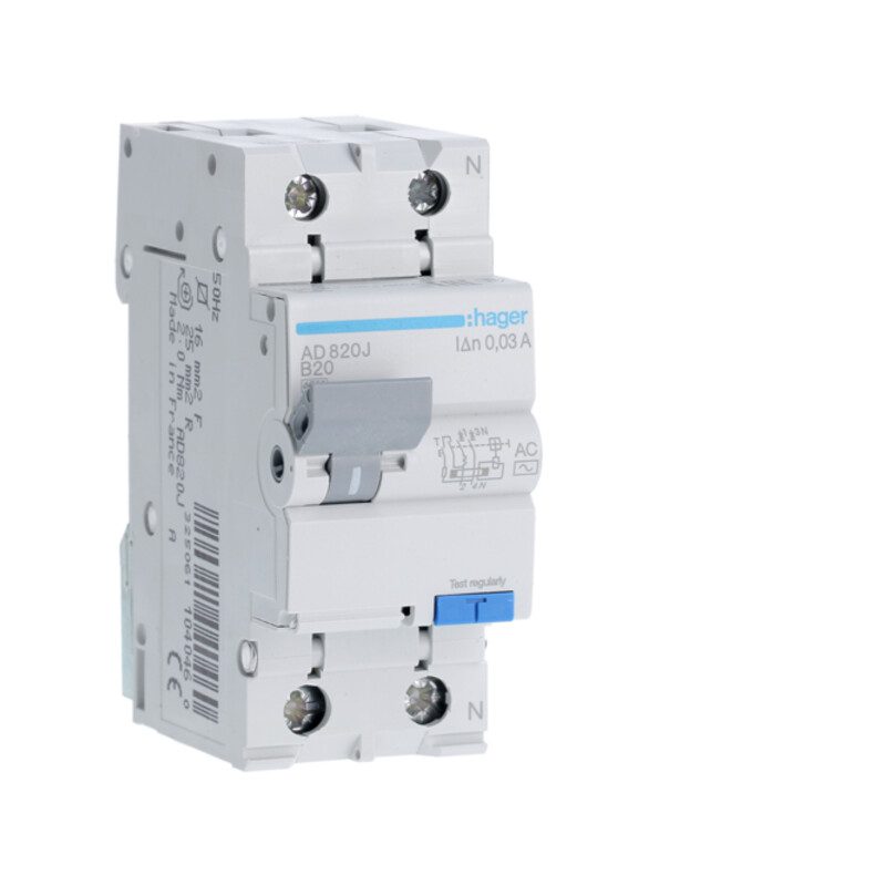 Siguranta automata monofazica cu protectie diferentiala 20A 30mA curba B - SKU:  AD820J